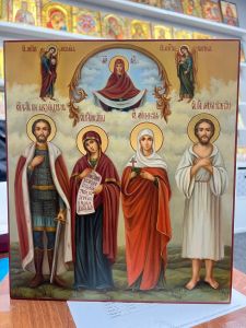 Семейная икона масло №147 (свв Александр Невский, Алексий человек Божий, Анна прав., Наталия Никомид)