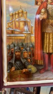 Рукописная икона Александр Невский масло №4 (Размер 27х31 см)