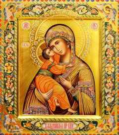Рукописная икона Владимирская №23 (Размер 27х31 см)