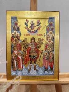 Рукописная икона Собор Архангела Михаила №11 (Размер 30х40 см)
