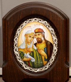 Икона из финифти Петр и Феврония 133 (Размер 11*14 см)
