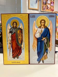 Рукописная икона Ангел Хранитель 159