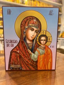 Рукописная икона Казанская №162 (Размер 17х21 см)