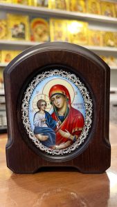 Икона из финифти Троеручица (Размер 11*14 см)
