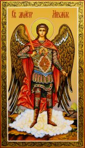 Рукописная икона Архангел Михаил 33 (Размер 17*30 см)