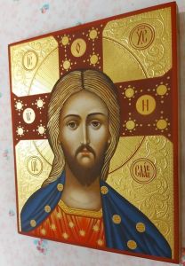 Рукописная икона Спас Златые Власы 2