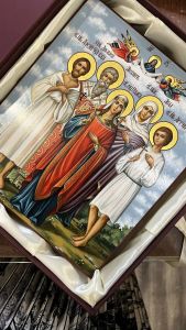 Семейная икона 5 святых и Покров Пресвятой Богородицы №140