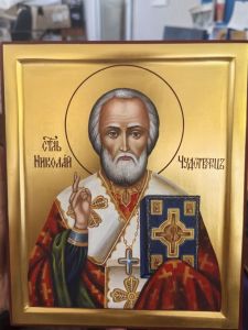 Рукописная икона Николай Чудотворец №213