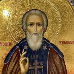 Рукописная икона Сергий Радонежский №16 (Размер 27х31 см)