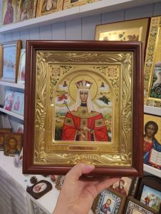 Рукописная икона Елена Равноапостольная №24 (Размер 17х21 см)