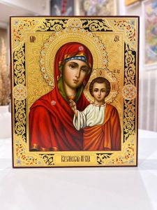 Рукописная икона Пресвятой Богородицы Казанская №145 (Размер 21х25 см)