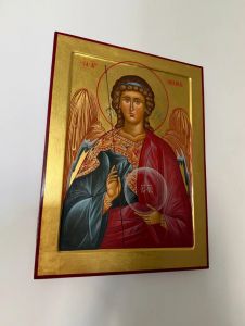 Рукописная икона Архангел Михаил натуральные пигменты №72 (Размер 30х40 см)