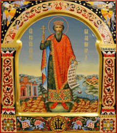 Рукописная икона Владимир Равноапостольный 19 (Размер 27х31 см)