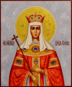 Рукописная икона Елена равноапостольная №31 (Размер 17х21 см)