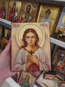 Рукописная икона Ангел Хранитель масло №178 