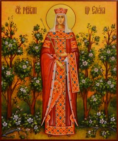 Рукописная икона Елена равноапостольная №33 (Размер 17х21 см)