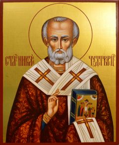 Рукописная икона Николай Чудотворец №156