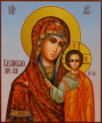 Рукописная икона Казанская №162 (Размер 17х21 см)