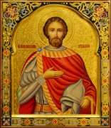 Рукописная икона Александр Невский №77 (Размер 27х31 см)