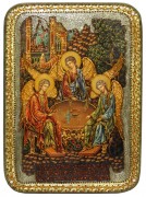 Икона ручной работы Святая Троица с камнями