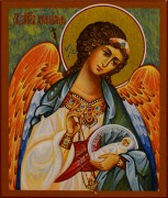 Рукописная икона Ангел Хранитель с Душой 106 