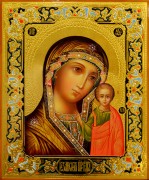 Рукописная икона Казанская с резьбой 64 