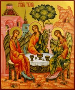 Рукописная икона Святая Троица 35 (Размер 21*25 см)