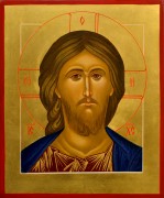 Рукописная икона Спас Вседержитель оплечный 98 (Размер 17*21 см)