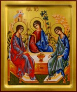 Рукописная икона Святая Троица 47 (Размер 17х21 см)