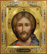 Рукописная икона Спас оплечный 39 (Размер 27*31 см)