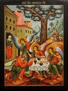 Рукописная икона Живоначальная Троица (Размер 35х47 см)
