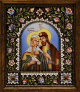 Икона из финифти Петр и Феврония 4 (Размер 14х16 см)