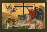 Рукописная икона Оплакивание Христа