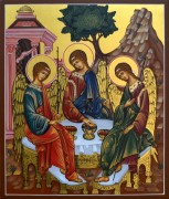 Рукописная икона Святая Троица золочение