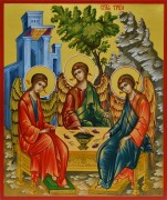 Рукописная икона Троица 