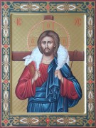 Рукописная икона Добрый Пастырь с резьбой 2