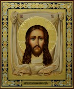 Рукописная икона Спас Нерукотворный резьба 10 (Размер 21*25 см)
