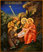 Рукописная икона Рождество Христово 6