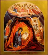 Рукописная икона Рождество Христово 7 